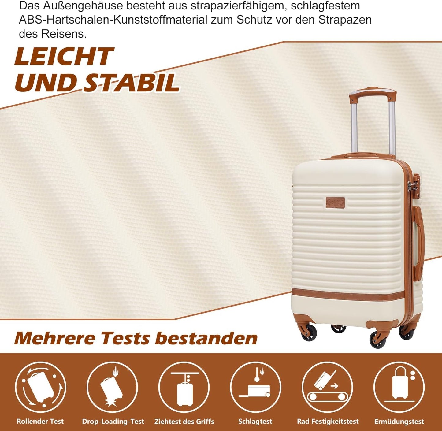 5-teiliges Trolley-Set mit Reiserucksack und Kulturbeutel, Koffer-Set 5tlg / Schwarz/Braun