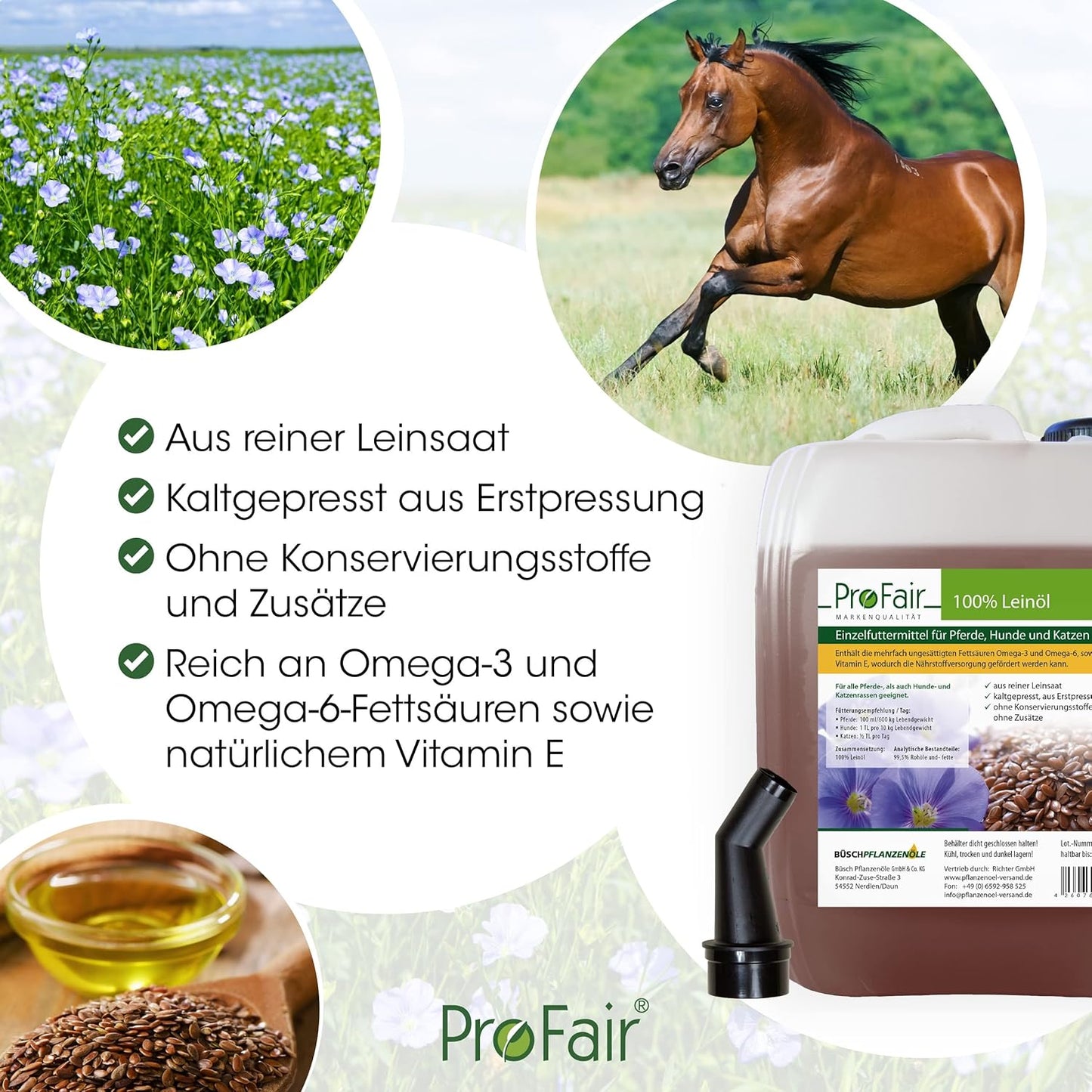 Leinöl Einzelfuttermittel, 30L, kaltgepresst