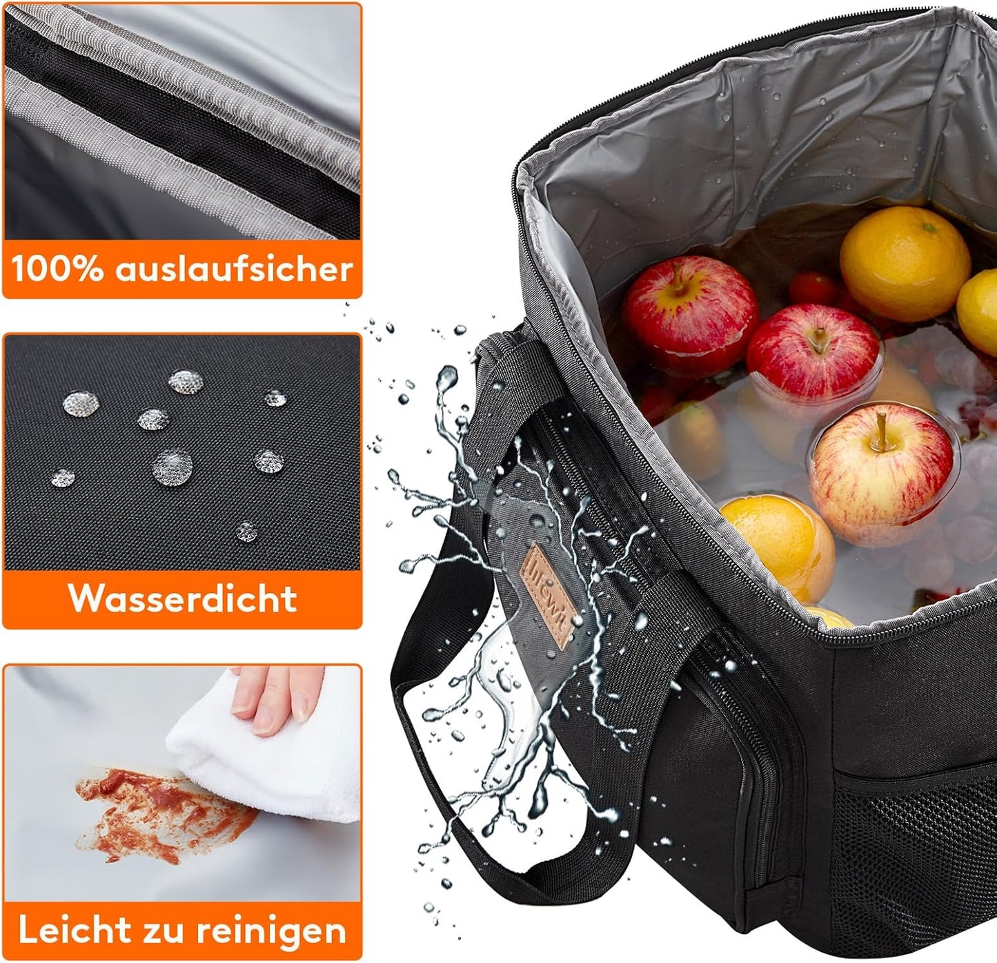 Grosse Faltbare Kühltasche 24L für Reisen und Picknick, 24L Schwarz