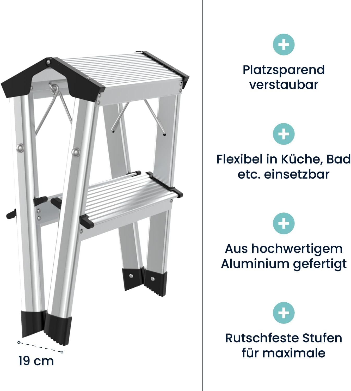 Aluminium Tritt Hocker, 2 x 2 Stufen