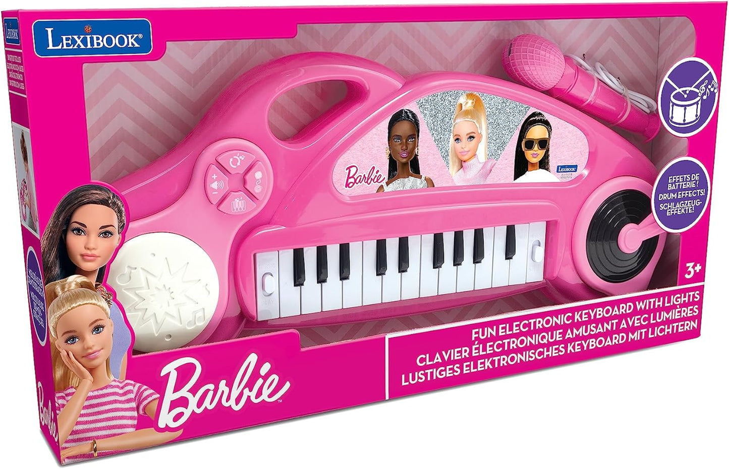 Barbie Elektronisches Kinderklavier mit Lichteffekten und Mikrofon, Barbie