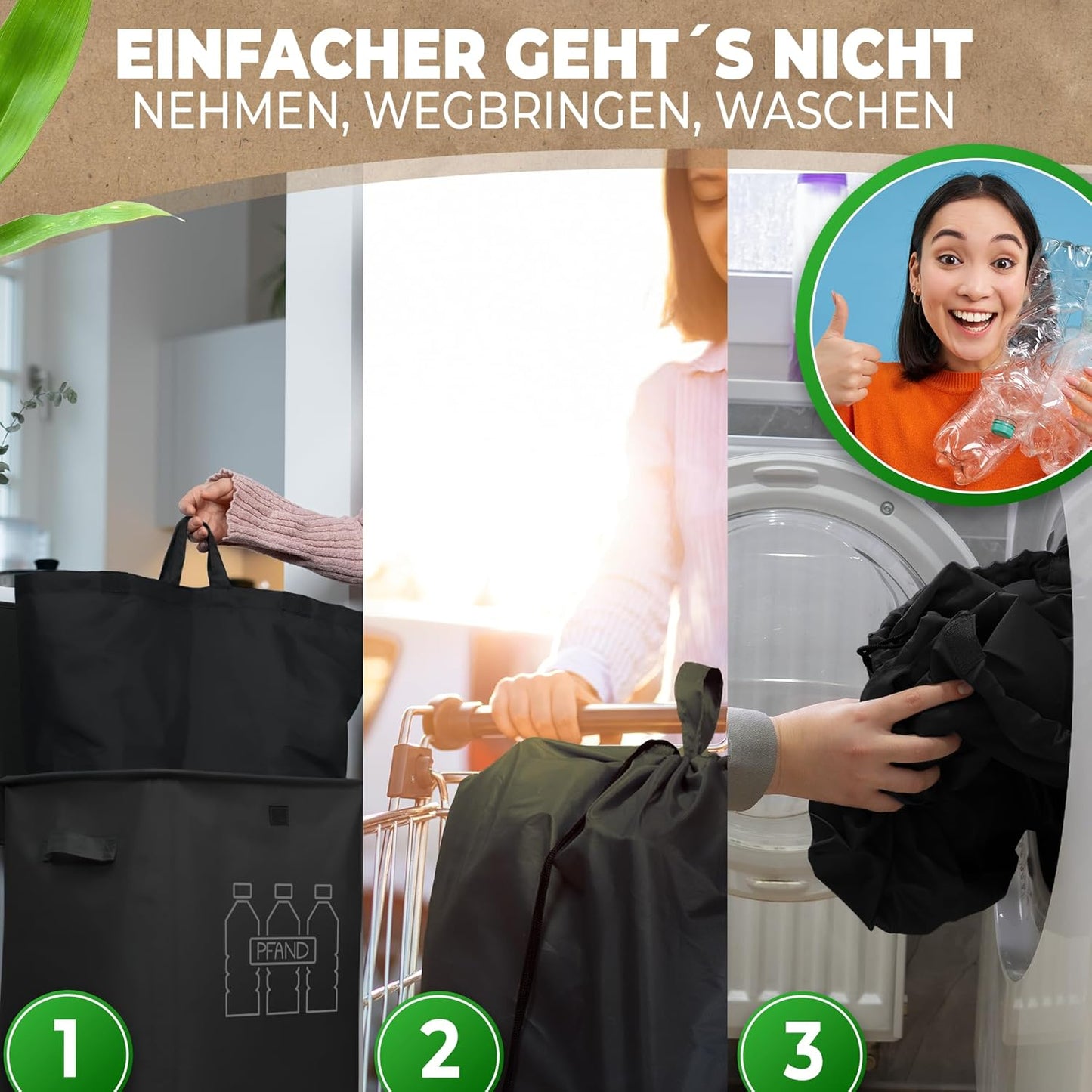 Pfandflaschen-Sammelbehälter mit Einwurf, Schwarz