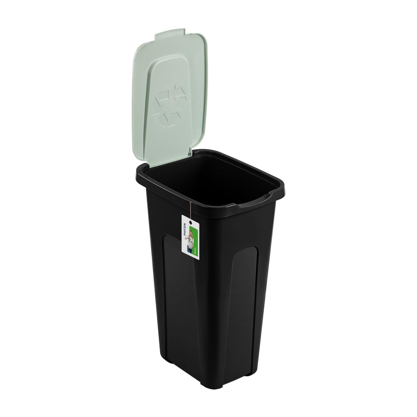 4-teiliges Mülleimer-Set mit Deckel, Slimline, 4 Schwarz