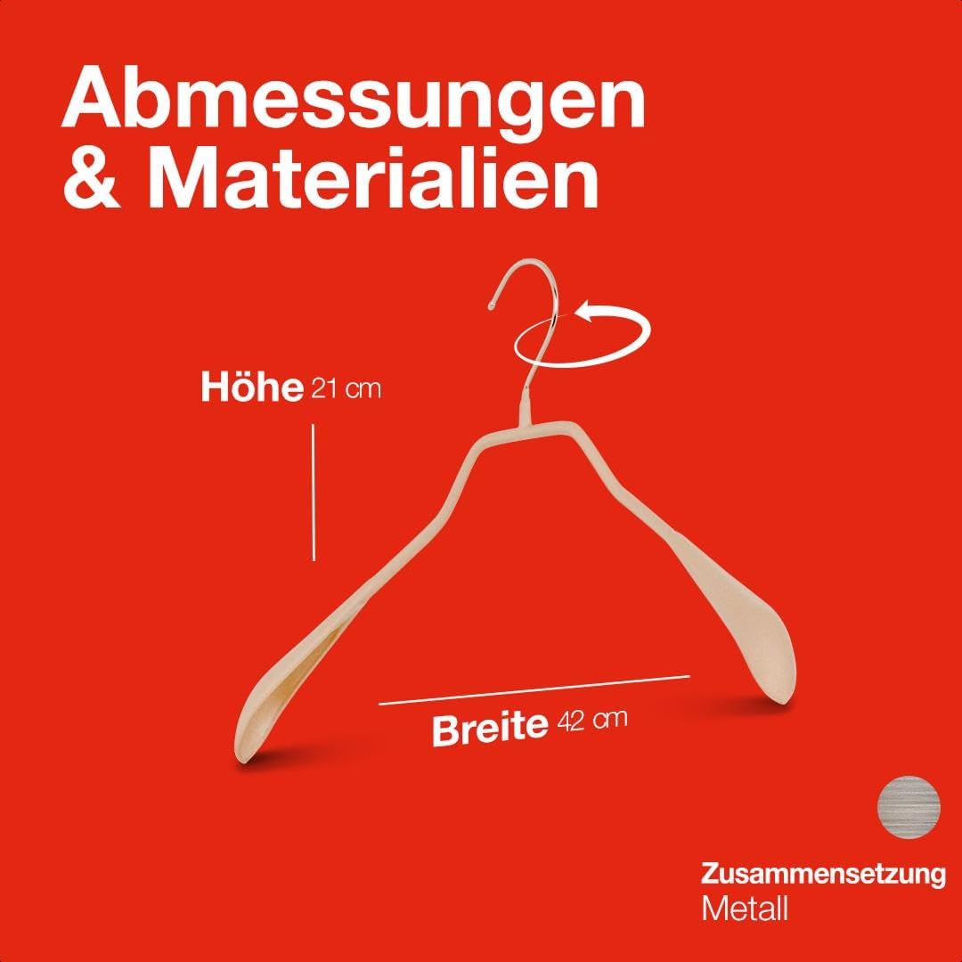 Metallkleiderbügel-Set mit Antirutschbeschichtung, Latte, 10 Stück 42 cm