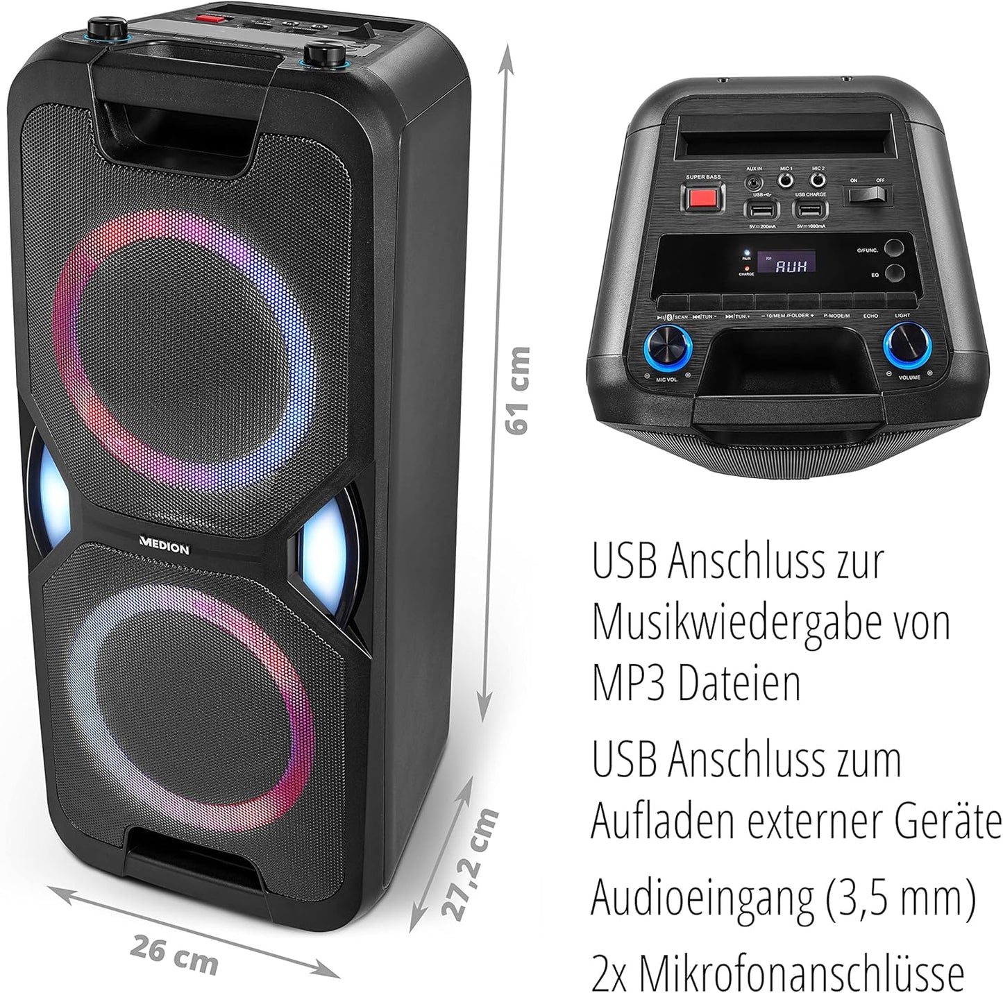 Party-Soundsystem mit Karaoke-Funktion