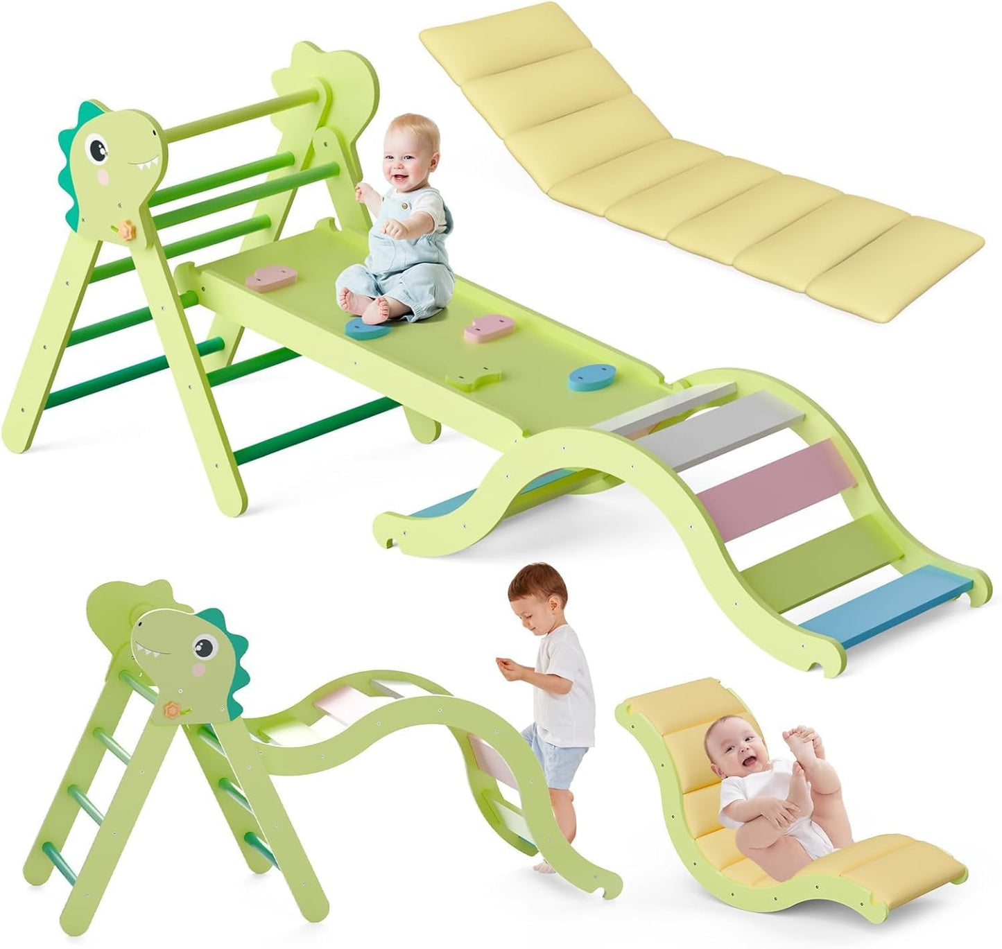 Kletterdreieck Indoor Set 9-in-1 für Kleinkinder, 0-7 grün