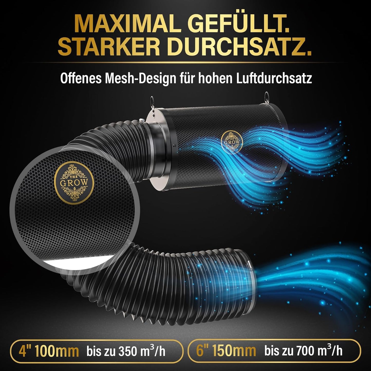 Aktivkohlefilter-Set für Growboxen, 100 mm