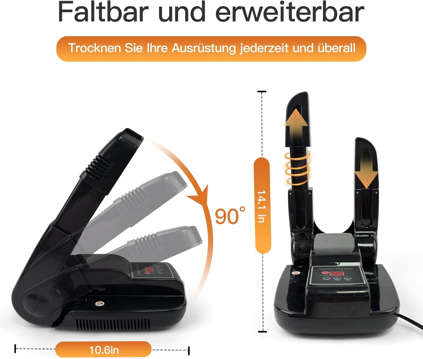 Stiefel- und Schuhtrockner mit Timer & faltbarem Design