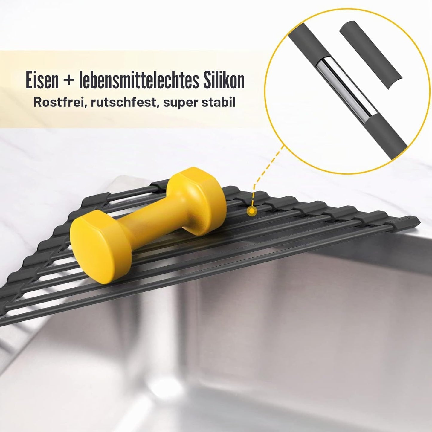 Dreieckiges Abtropfgestell für Spülbeckenecken, Schwarz