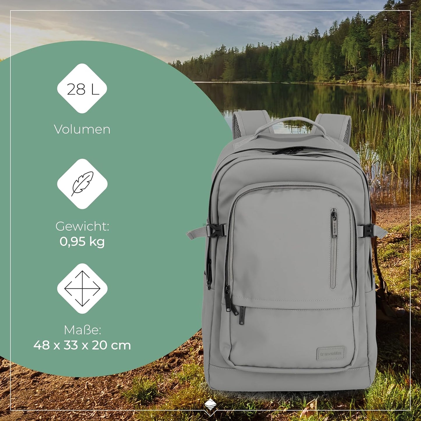 Tagesrucksack mit Aufsteckfunktion, Hellgrau