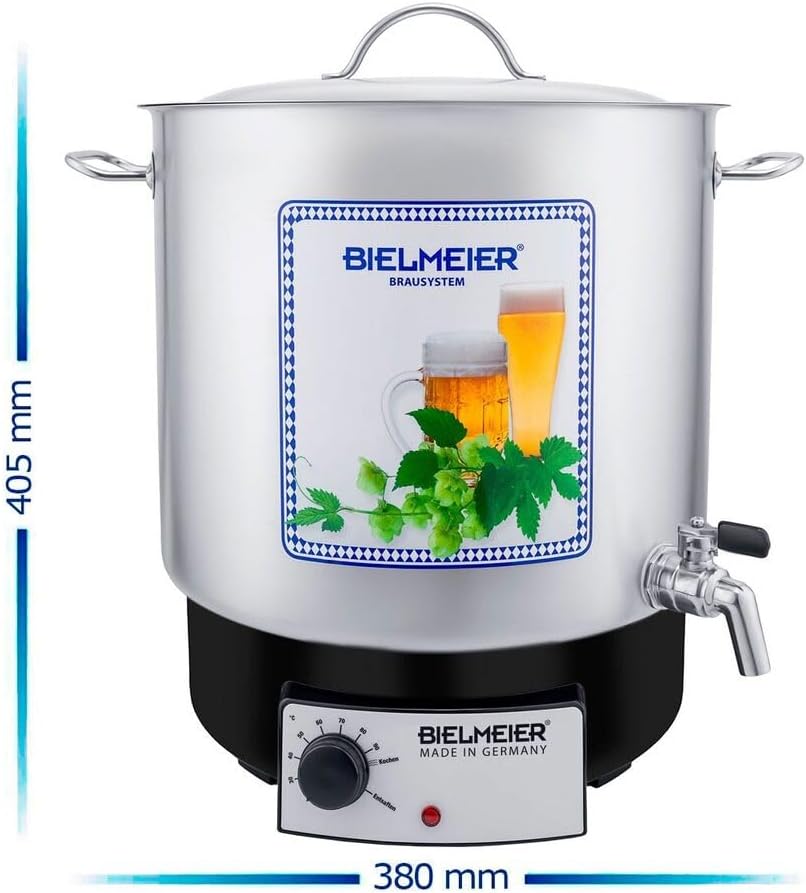 Bierbrauset mit Maischekessel und Läuterbottich