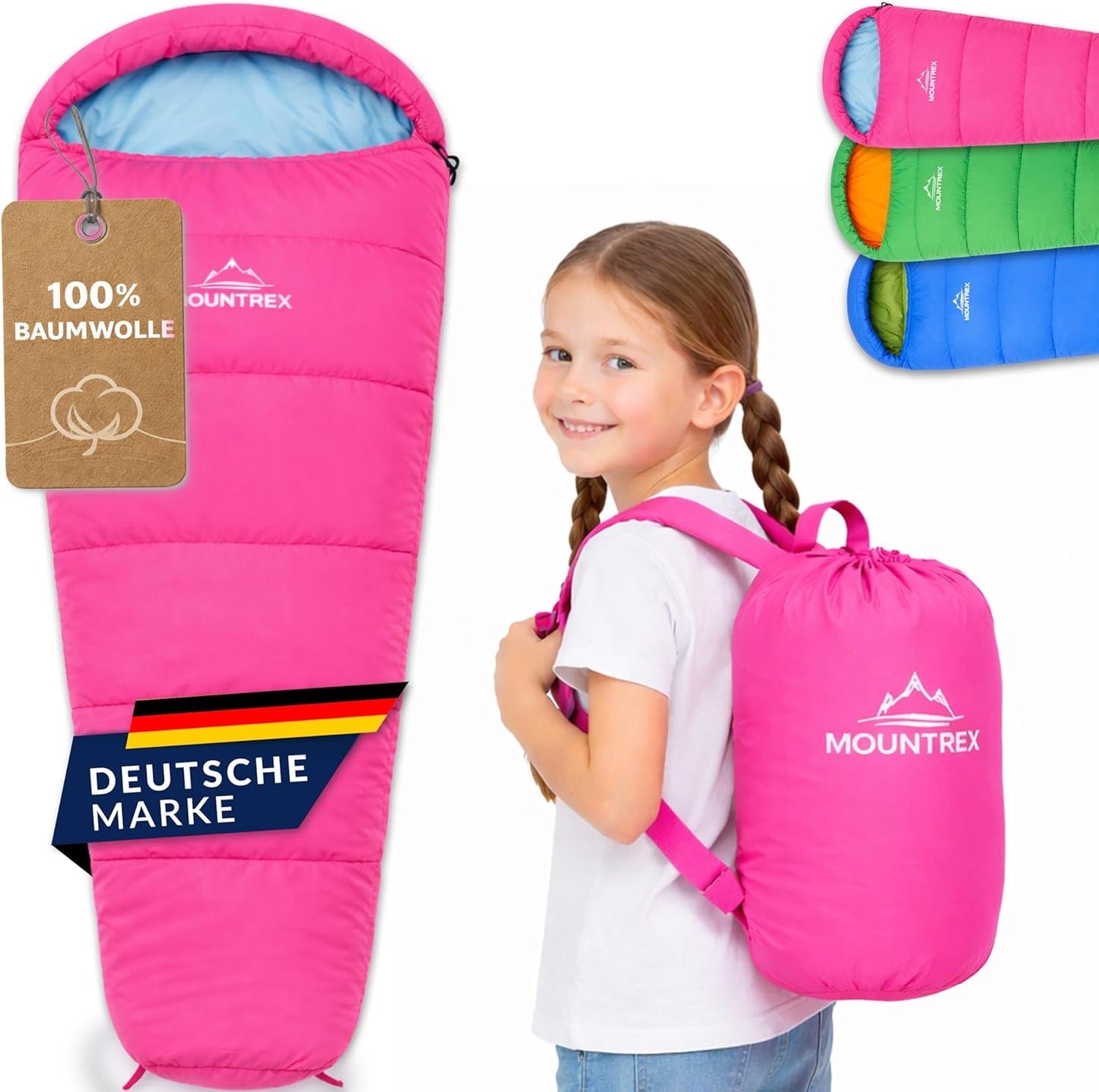 Kinderschlafsack, Rosa/Blau 175 x 70 x 45cm