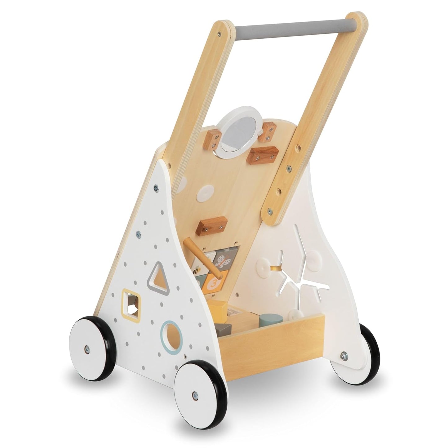 Lauflernwagen aus Holz mit Spielcenter