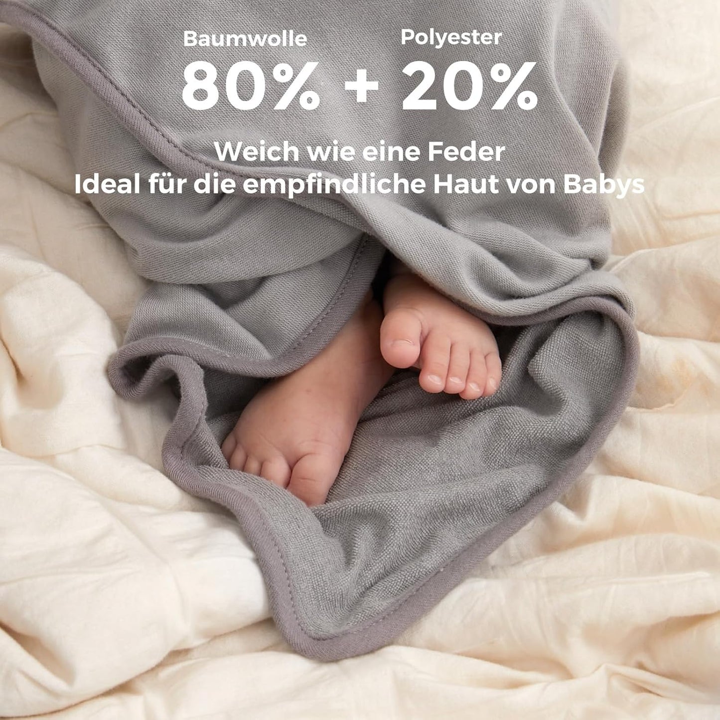 8-teiliges Baby Badetuch-Set mit Kapuze und Elefantmotiv, Grau