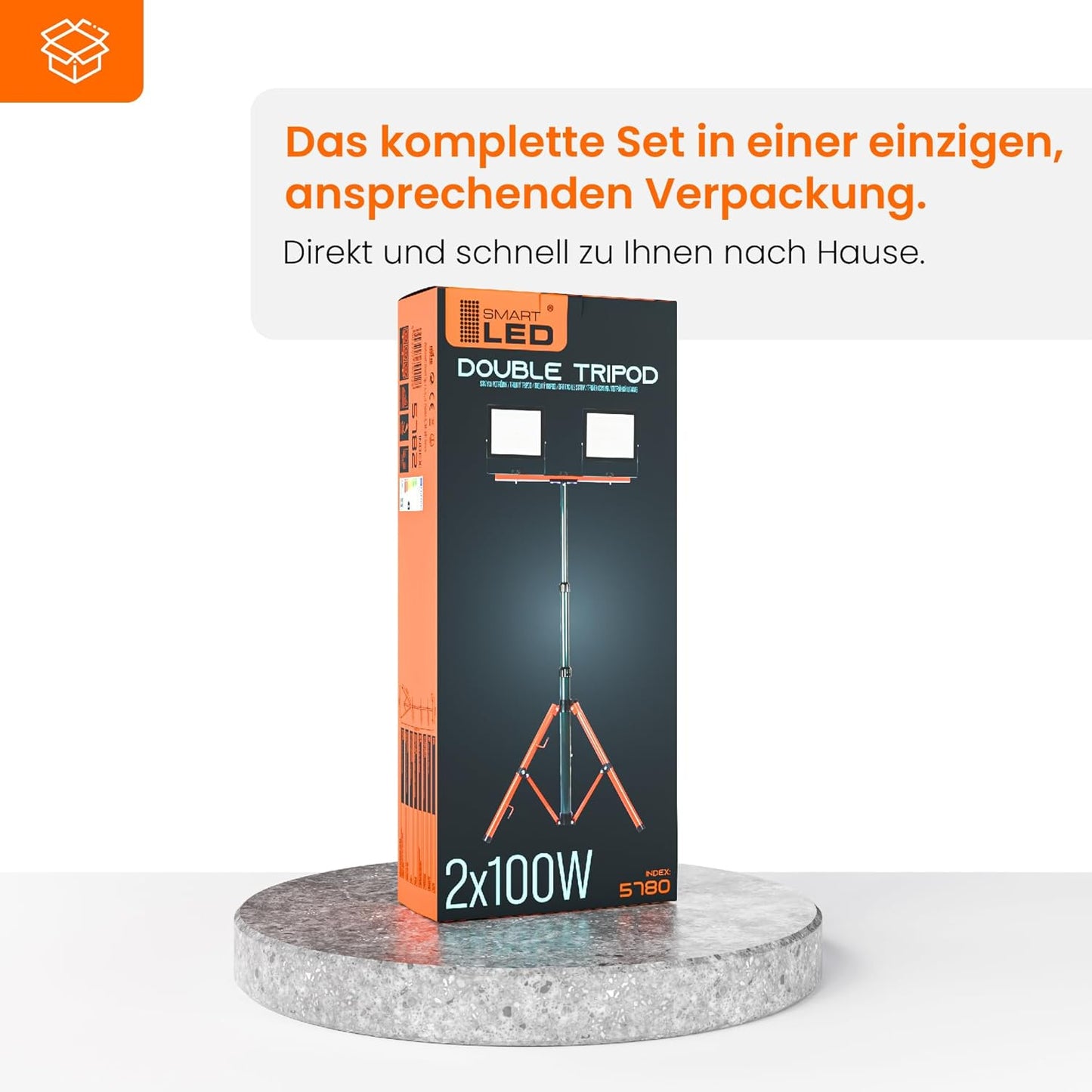 LED-Baustrahler mit Stativ, 2x 50W 11000lm