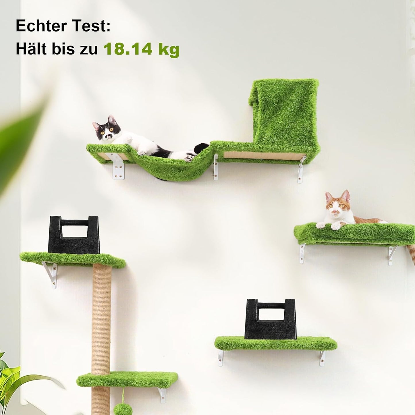10-teiliges Kletterwand-Set mit Hängematte, grün