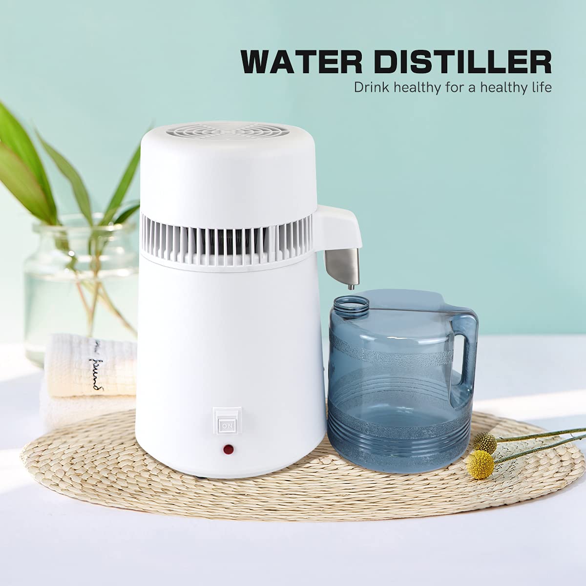 Wasserdestillierer mit Filter und Sammelkanne