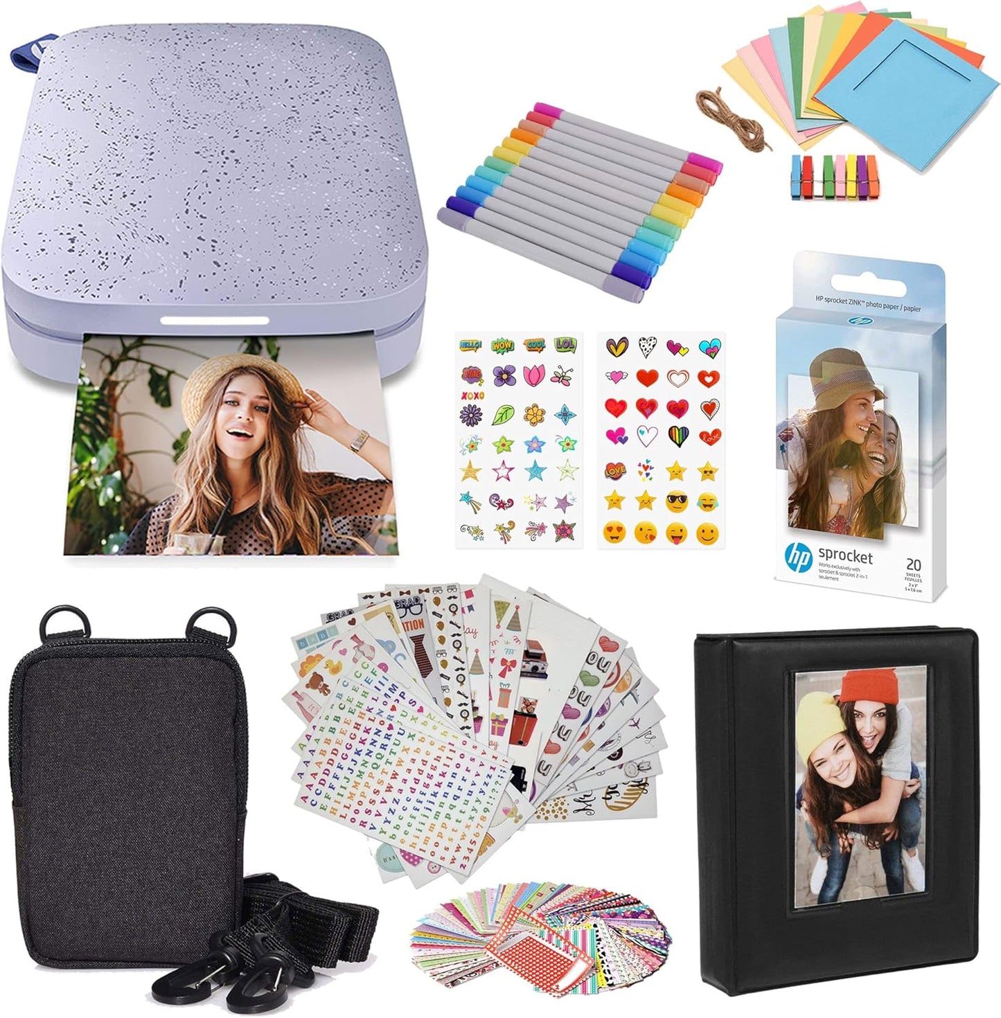 Tragbarer Sofortbilddrucker mit Zubehör, Starterpaket / Lila
