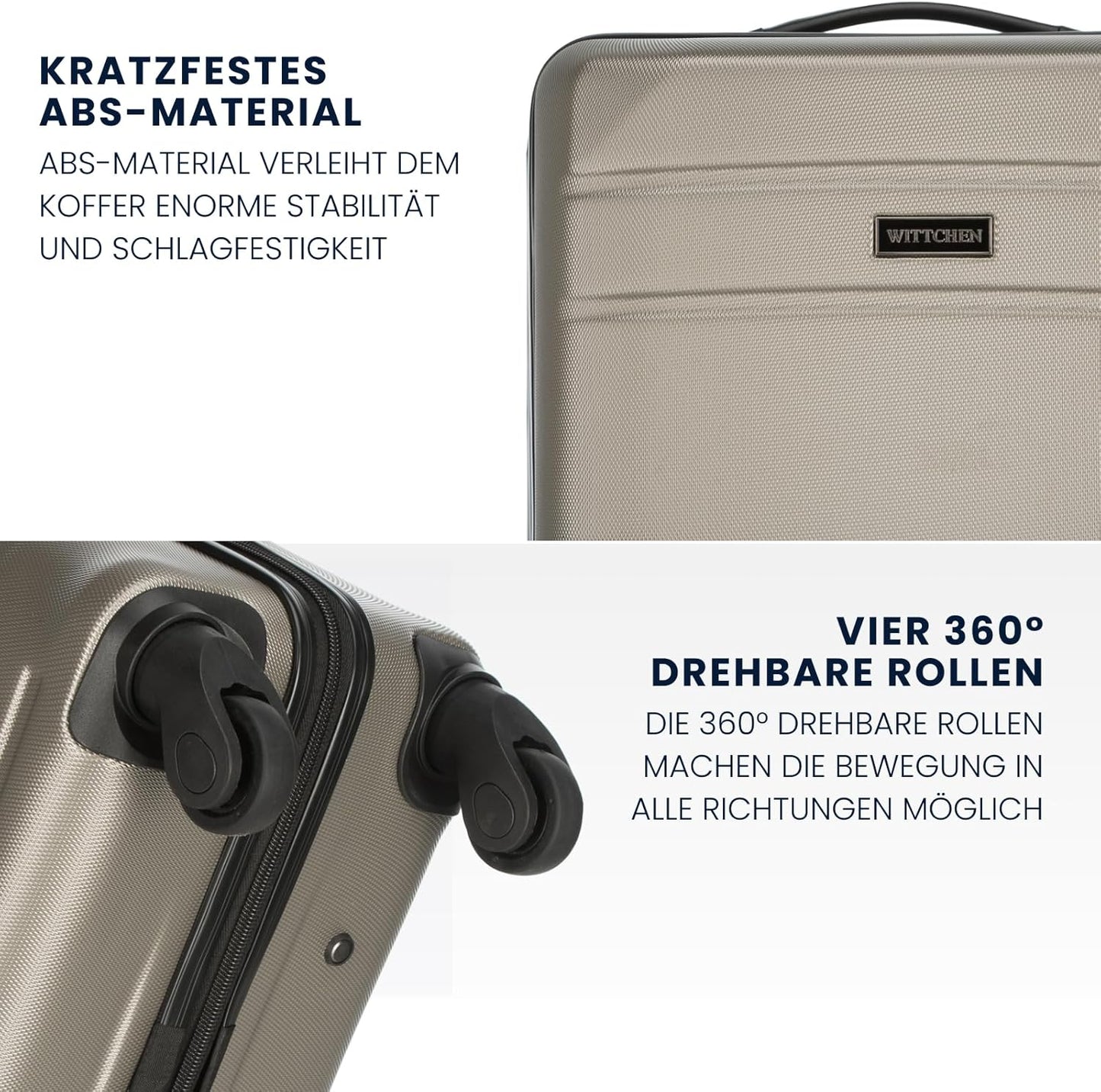 Grosser Koffer Trolley mit Hartschale und Zahlenschloss, L Champagner