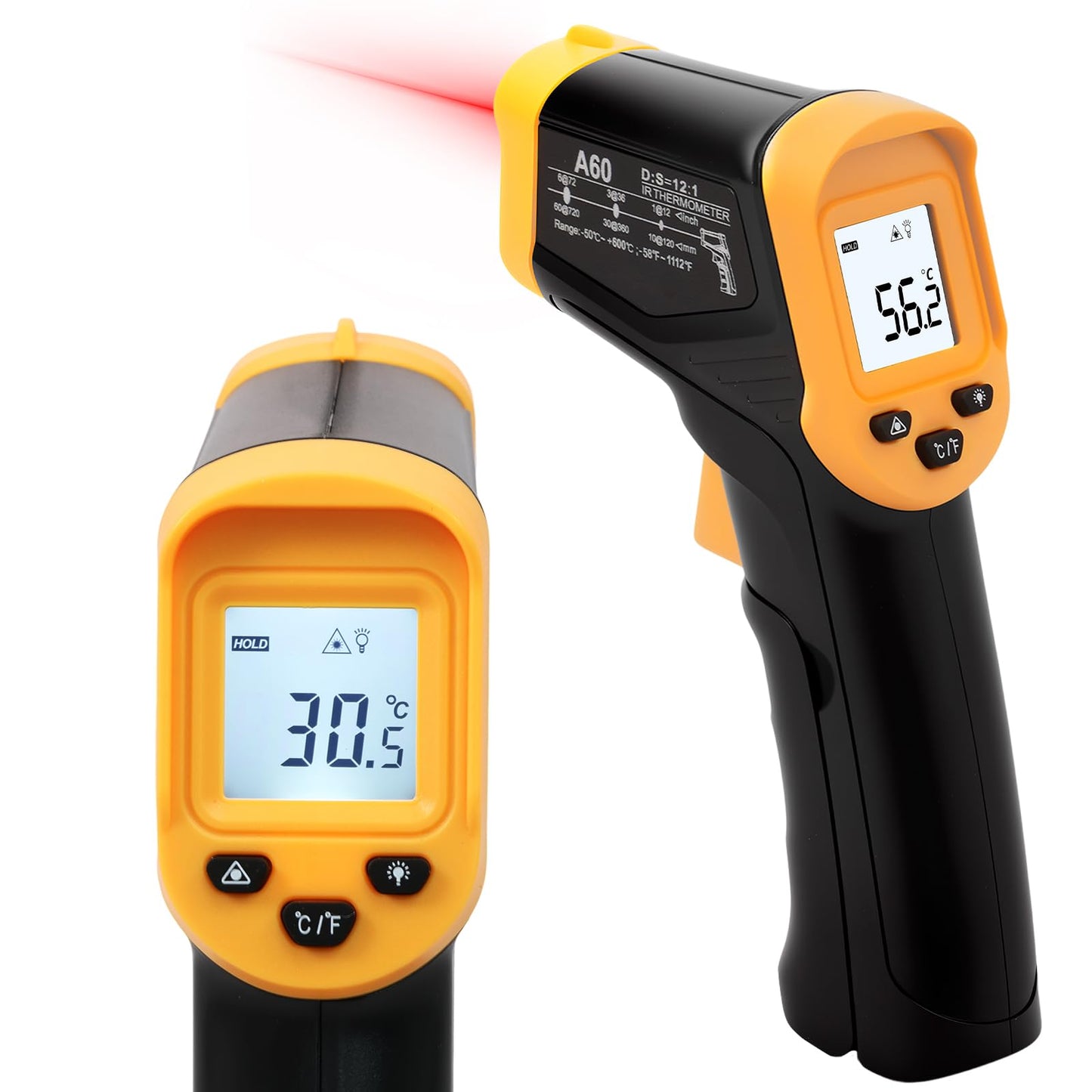 Infrarot-Thermometer mit LCD-Display, Gelb