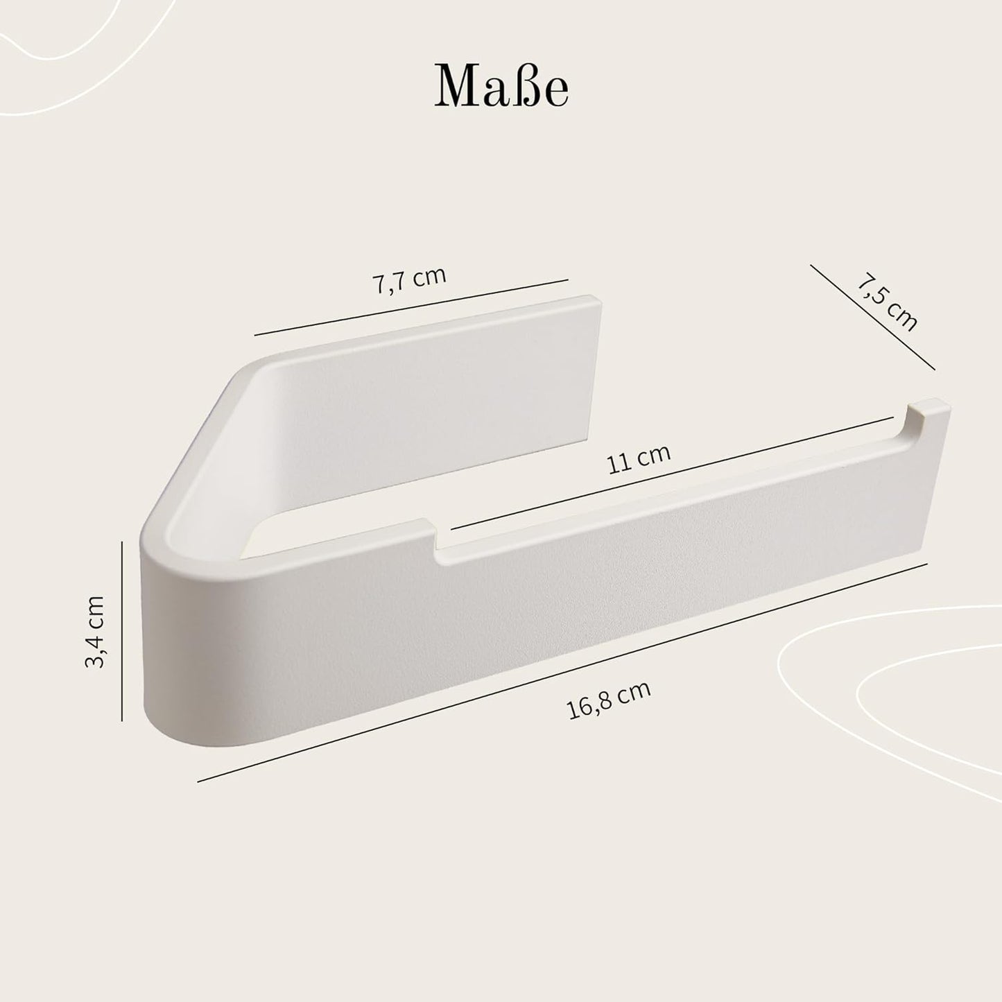 Selbstklebender Toilettenpapierhalter ohne Bohren, Ohne Ablage Matt Weiss