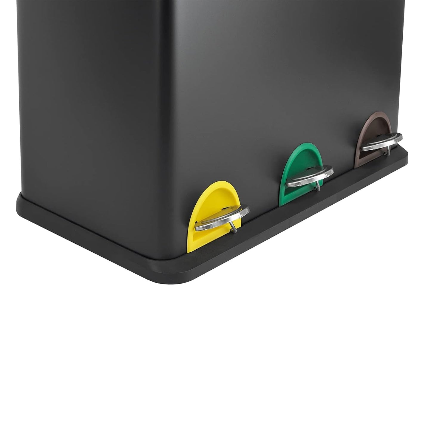 Treteimer für Mülltrennung (60 Liter, 3x20L), Schwarz