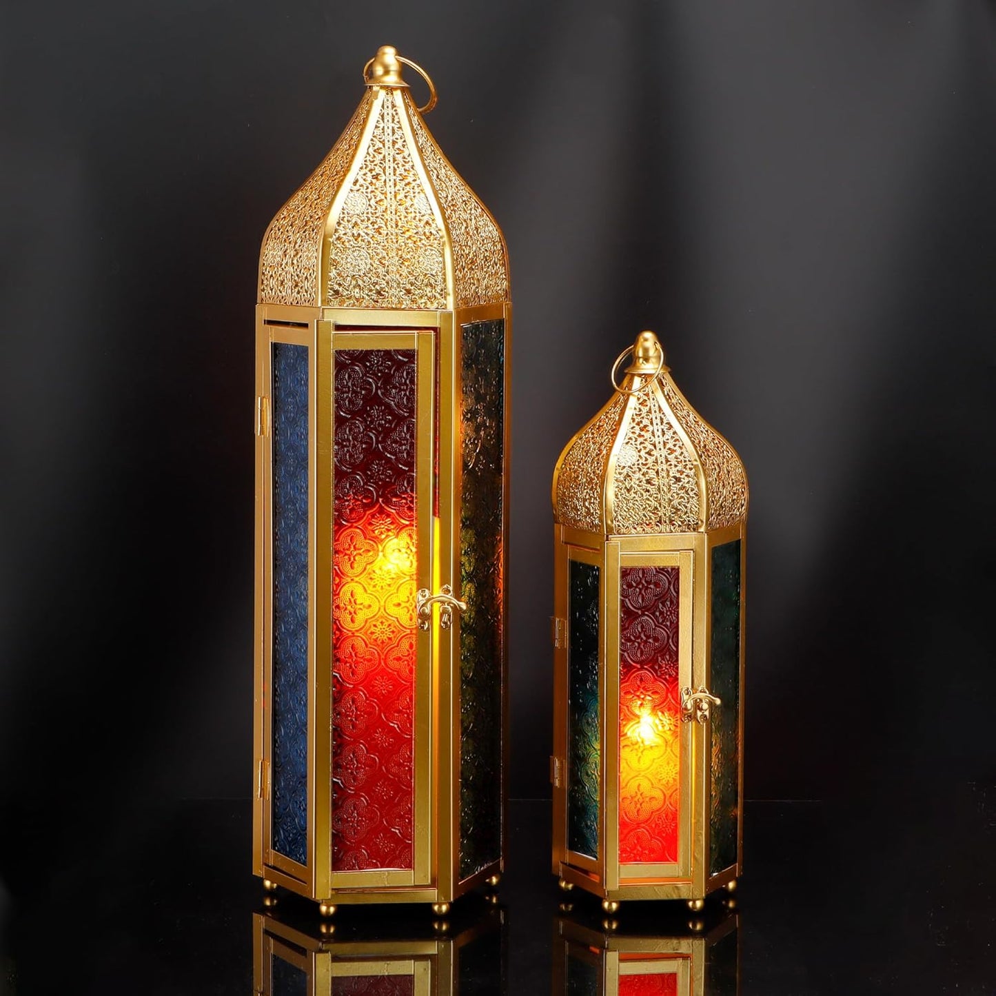 Dekorative Ramadan-Kerzenlaternen-Set (2 Stück), 16 x 14 x 57 cm