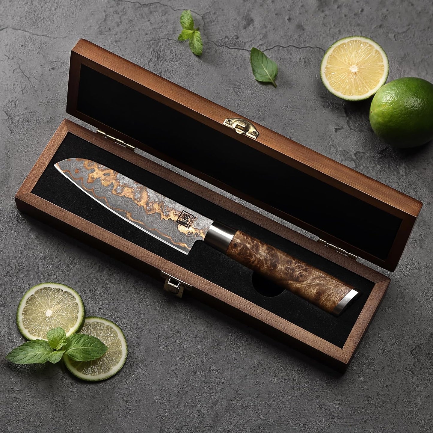 MysticMagma Damastmesser Santoku, Santoku (Klein)