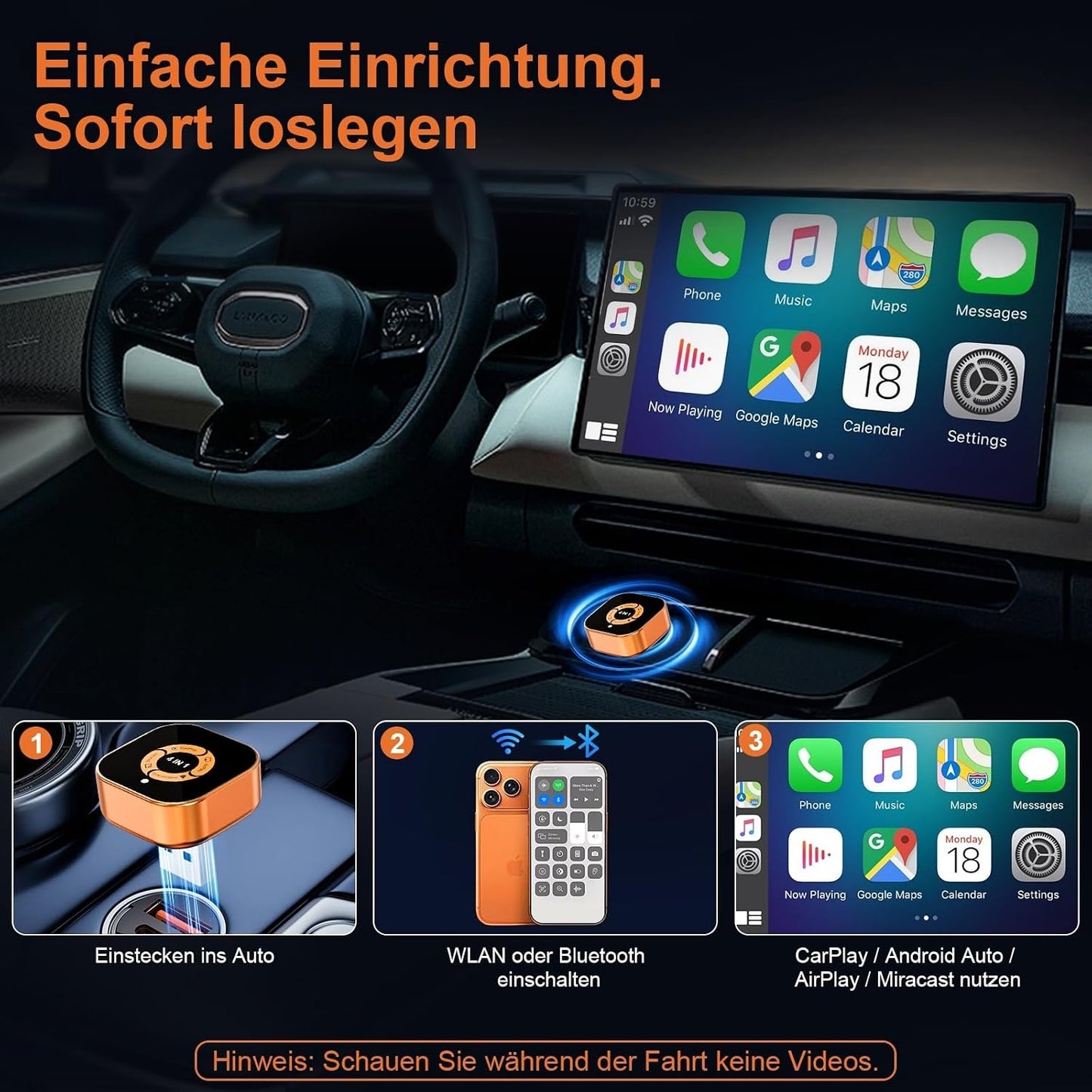 4-in-1 CarPlay & Android Auto Wireless Adapter