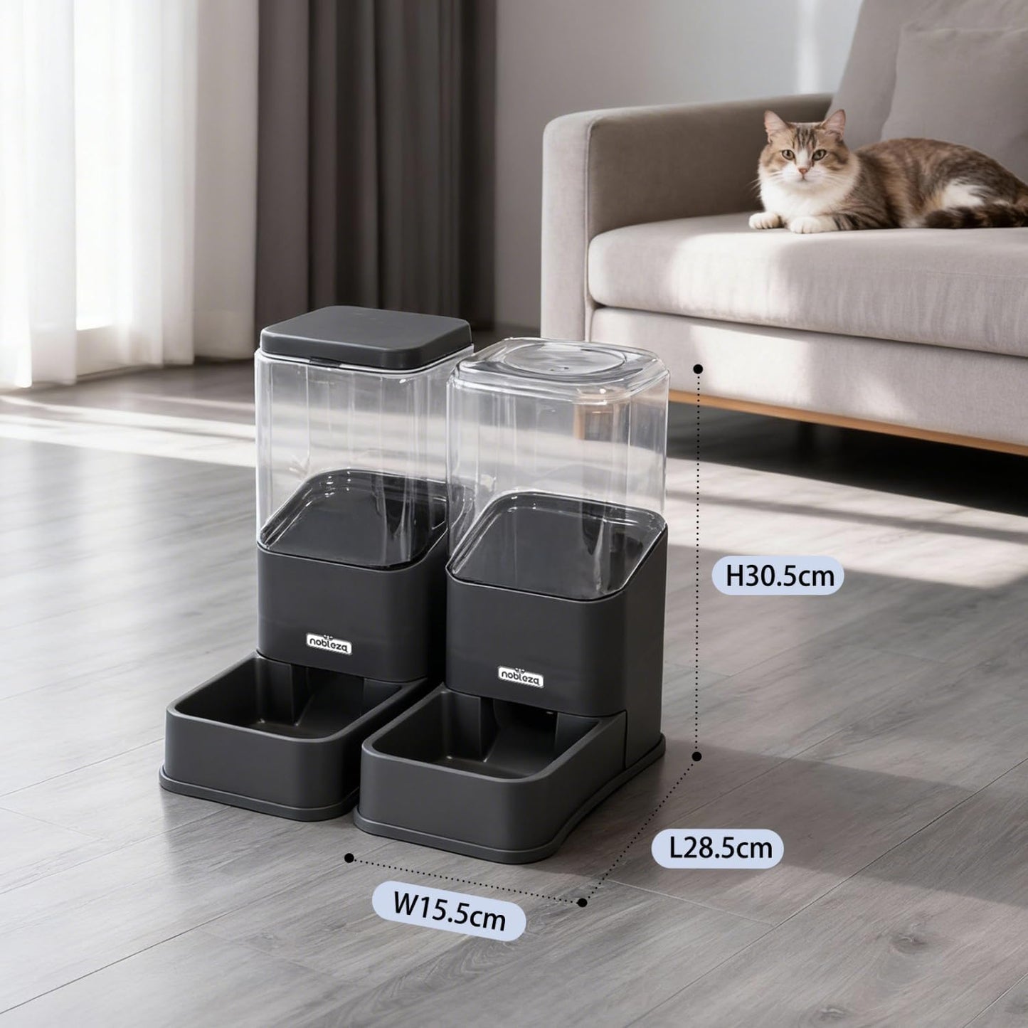 Automatischer Futter- und Wasserspender für Haustiere 3.8 L, Schwarz