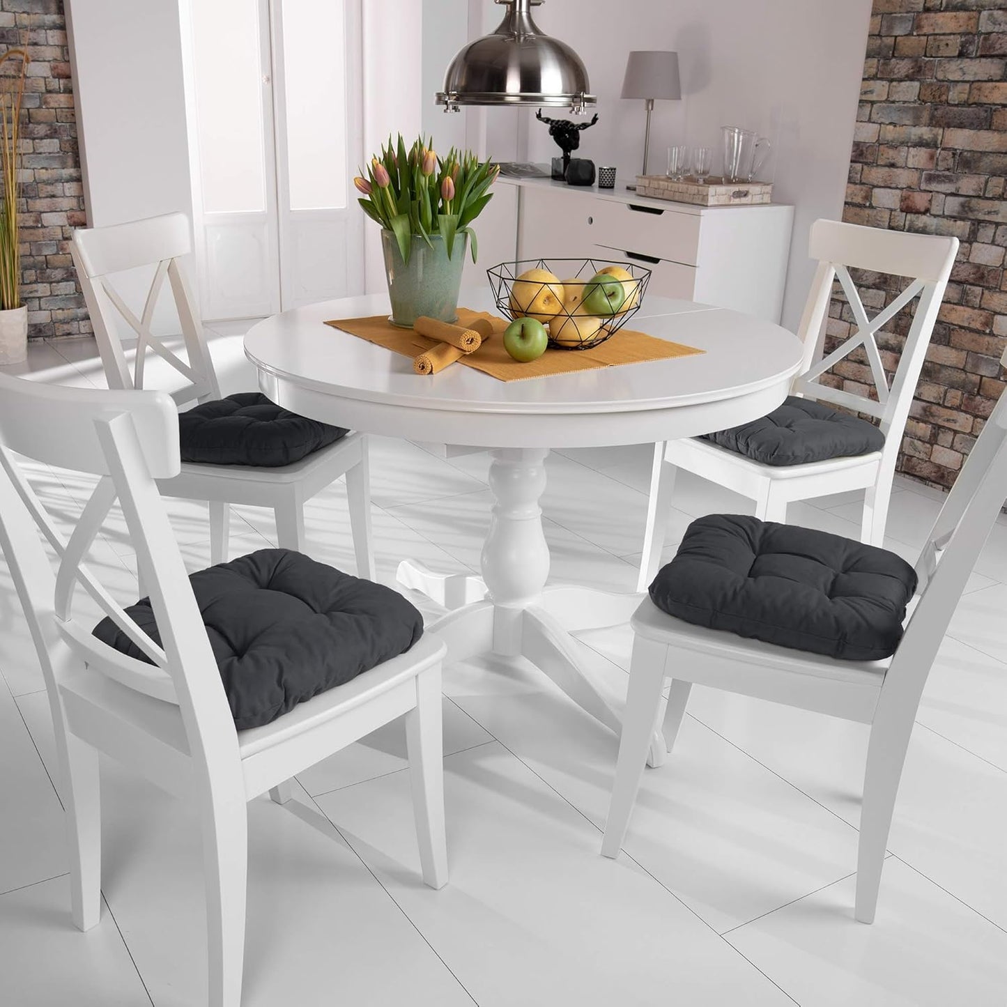 Sitzkissen-Set mit Schaumstofffüllung, Anthrazit