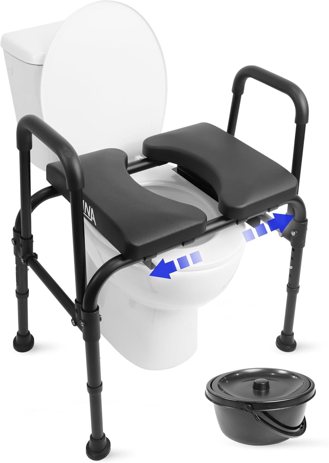 Toilettensitzerhöhung mit Armlehnen, Schwarz