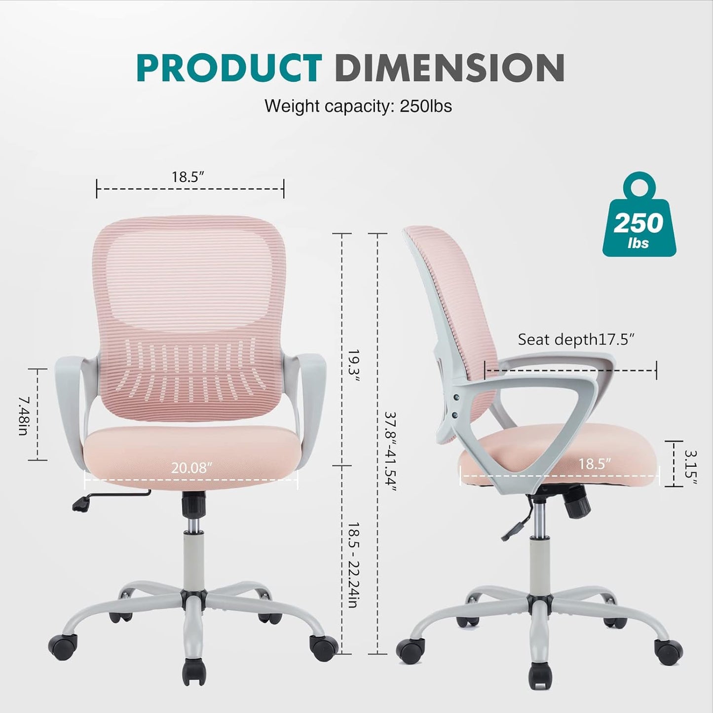 Ergonomischer Bürostuhl, Rosa
