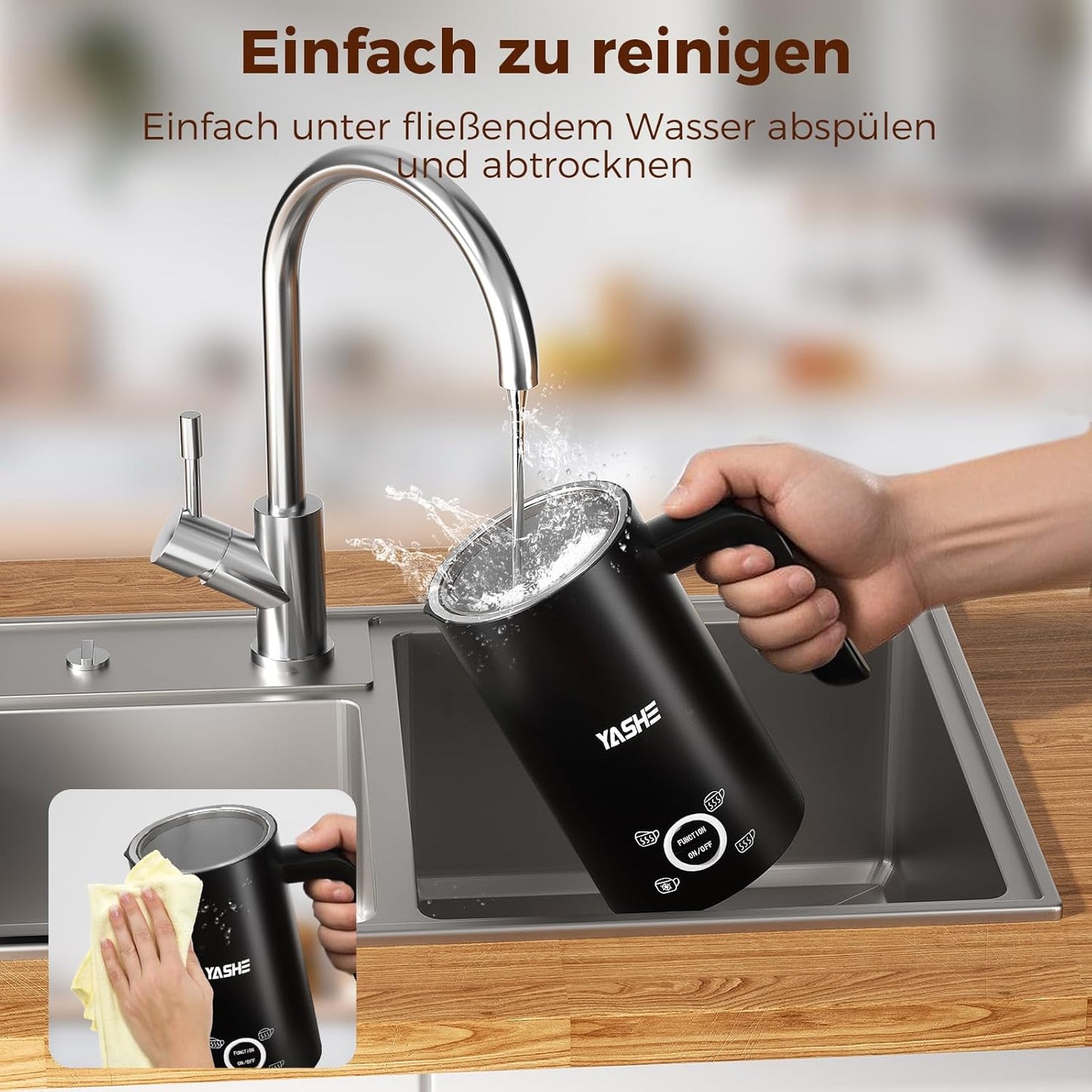 4-IN-1 Edelstahl Milchaufschäumer 300ml