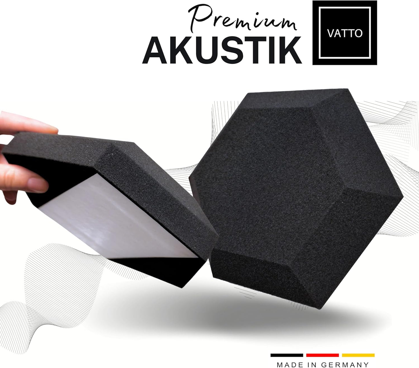3D Akustikpaneele Hexagon, 15x Ø20cm (30mm/50mm)