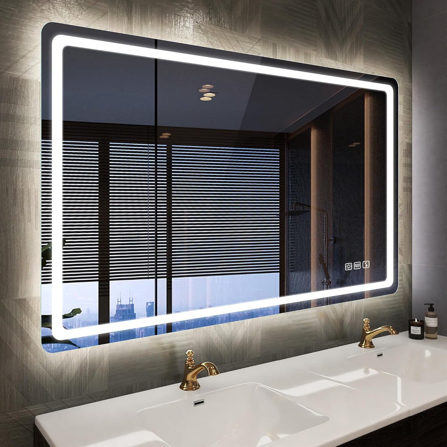 Badezimmerspiegel mit Beleuchtung und Bluetooth, 70 x 100 cm M3015 Madrid Silber (Bluetooth)