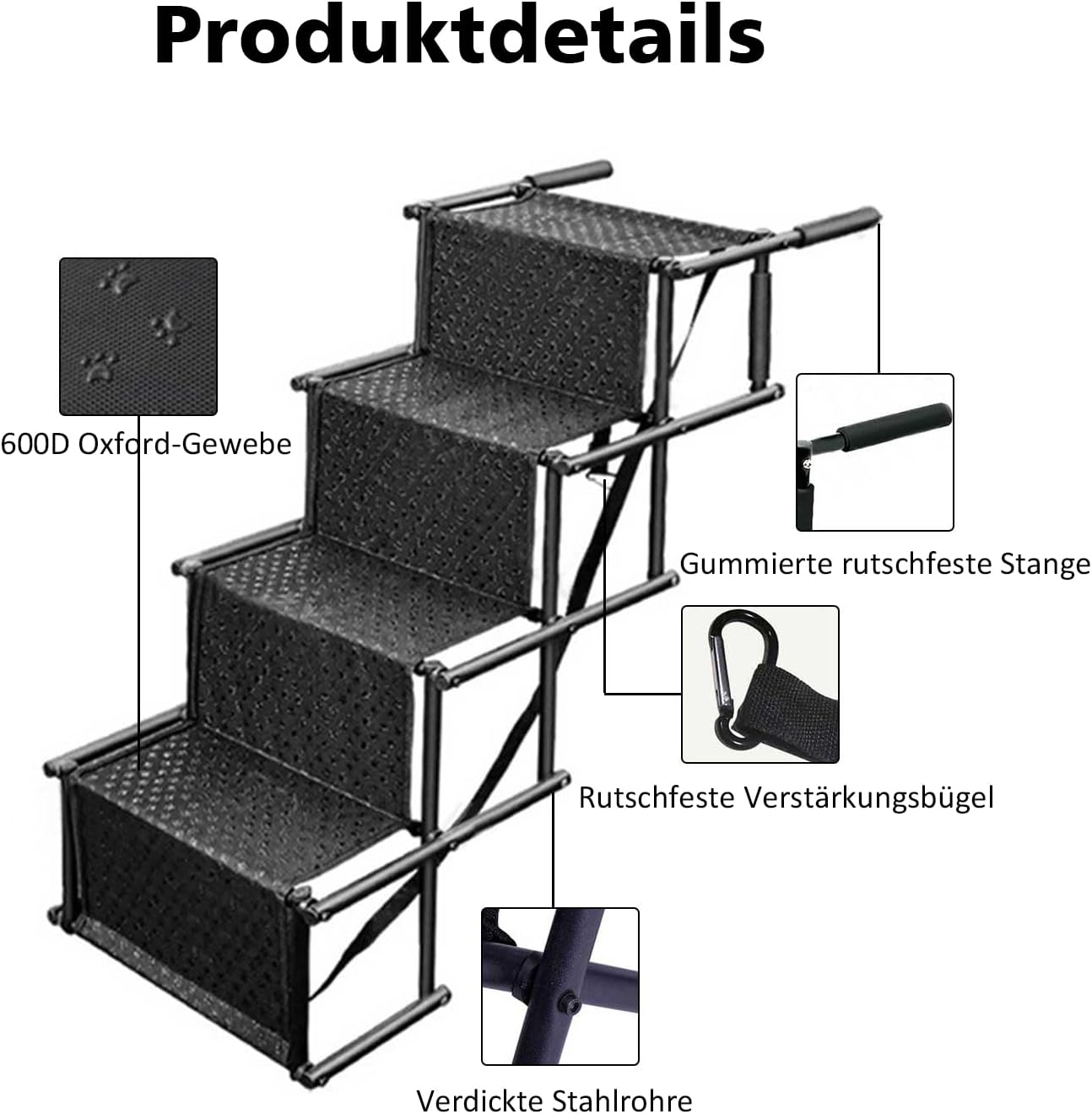 Hundetreppe klappbar, 4-stufig, bis 80kg