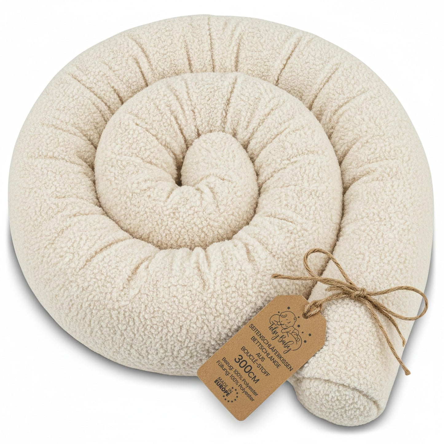 Baby Seitenschläferkissen 300 cm Bouclé, Cremefarben 300 cm