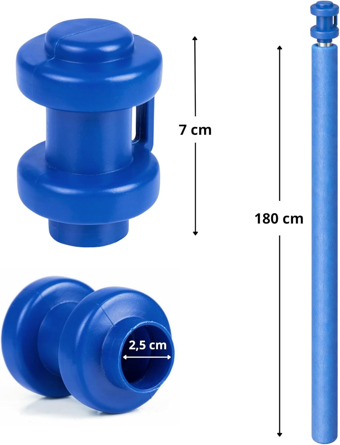 Trampolin Stangenschutz-Polster Set, Blau mit Stangen Kappen