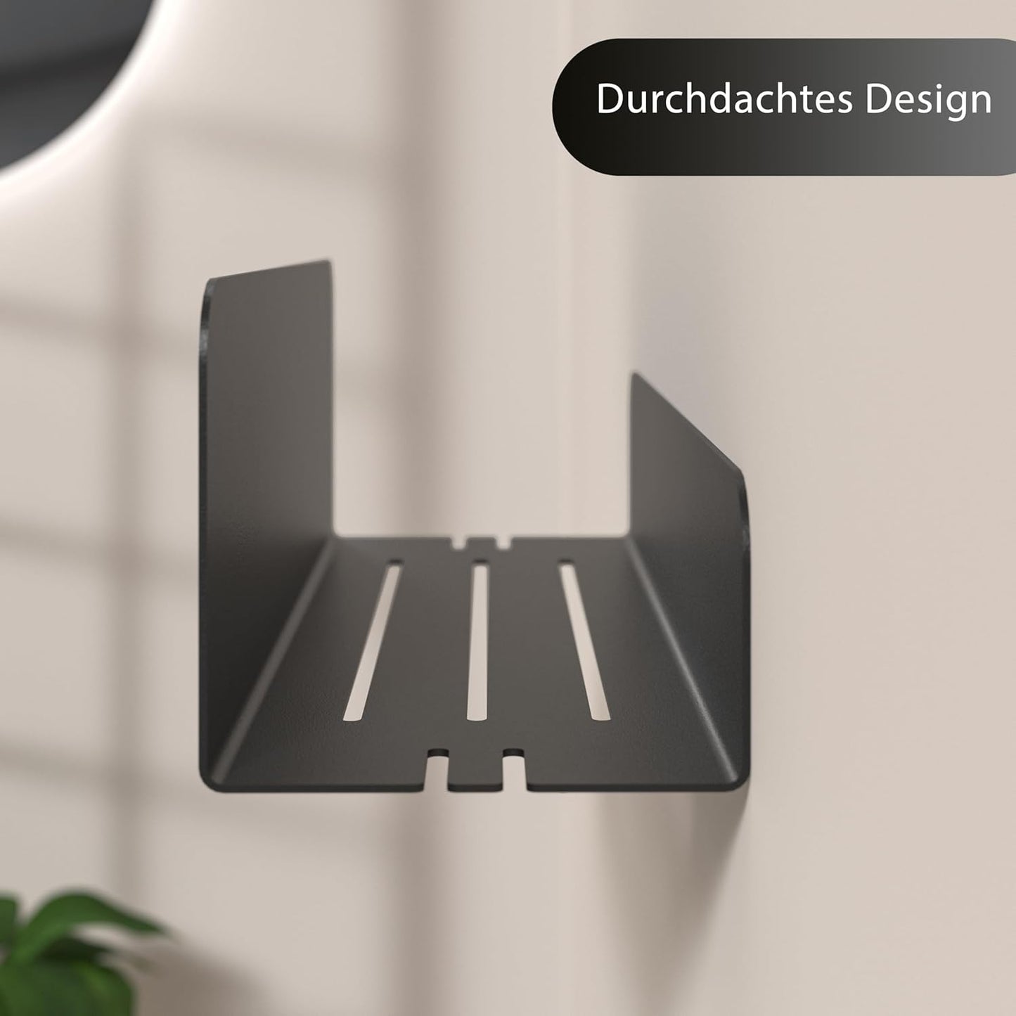 Selbstklebendes Duschregal mit Ablaufrillen, Wand-Duschablage Matt Schwarz