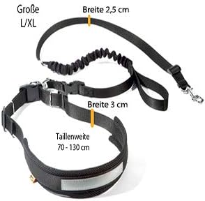 Jogginggurt mit Hundeleine und Stossdämpfer, L/XL (1er Pack) Schwarz