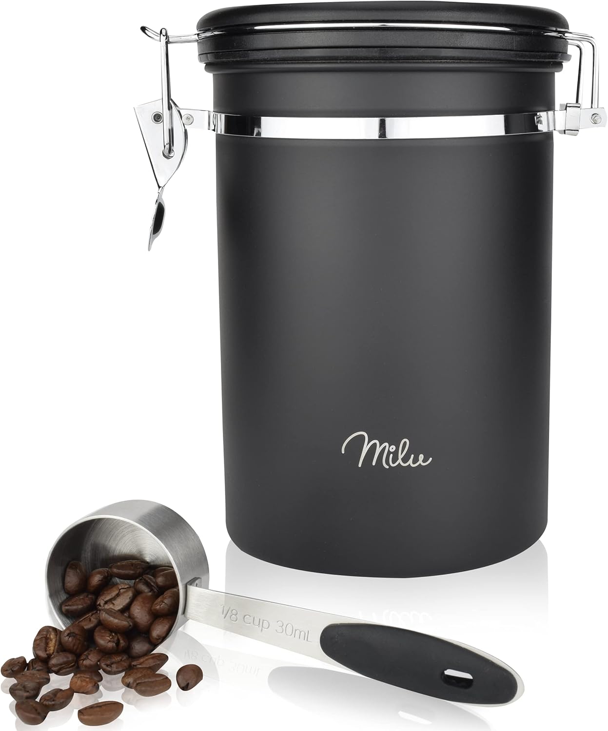 Kaffeedose mit Kaffeelöffel, Schwarz 700g (1800ml)