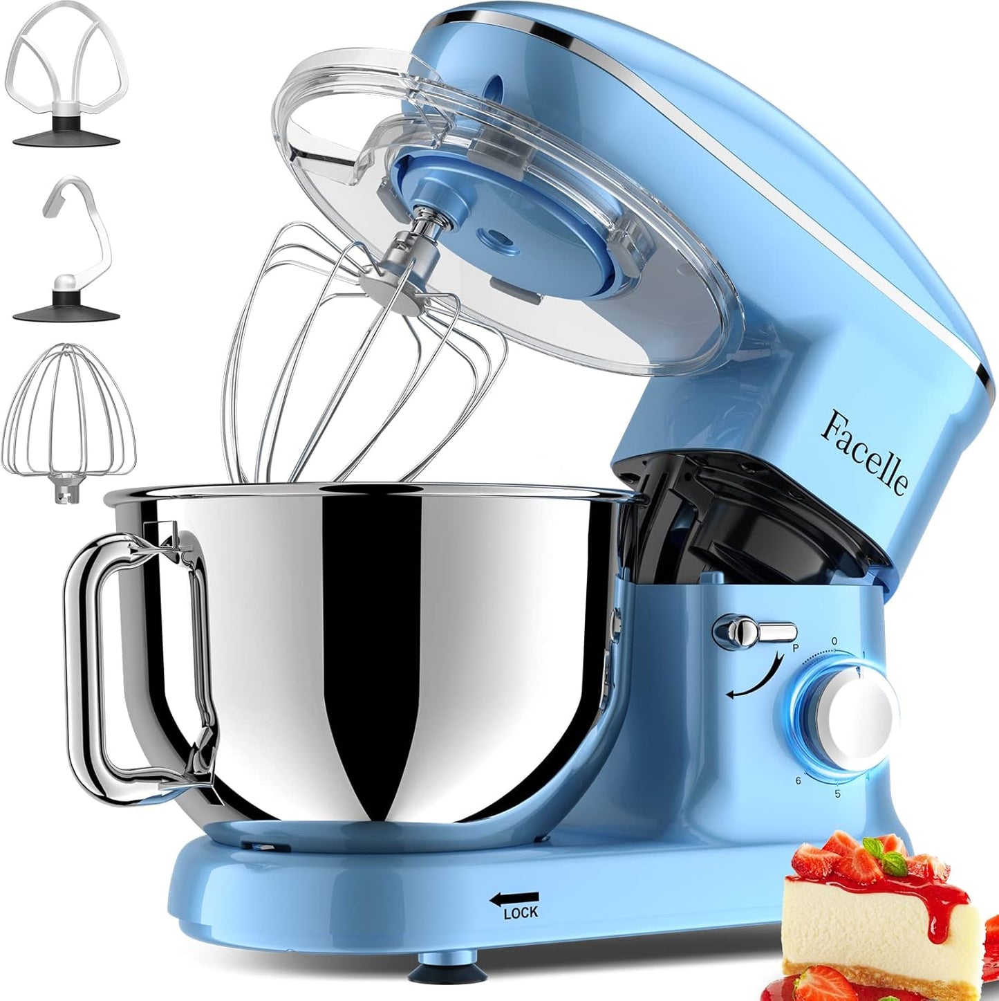 Küchenmaschine mit Edelstahl-Schüssel, Blau