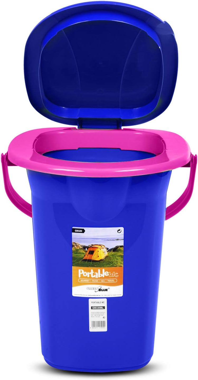 Mobile Campingtoilette, Blau / Rosa