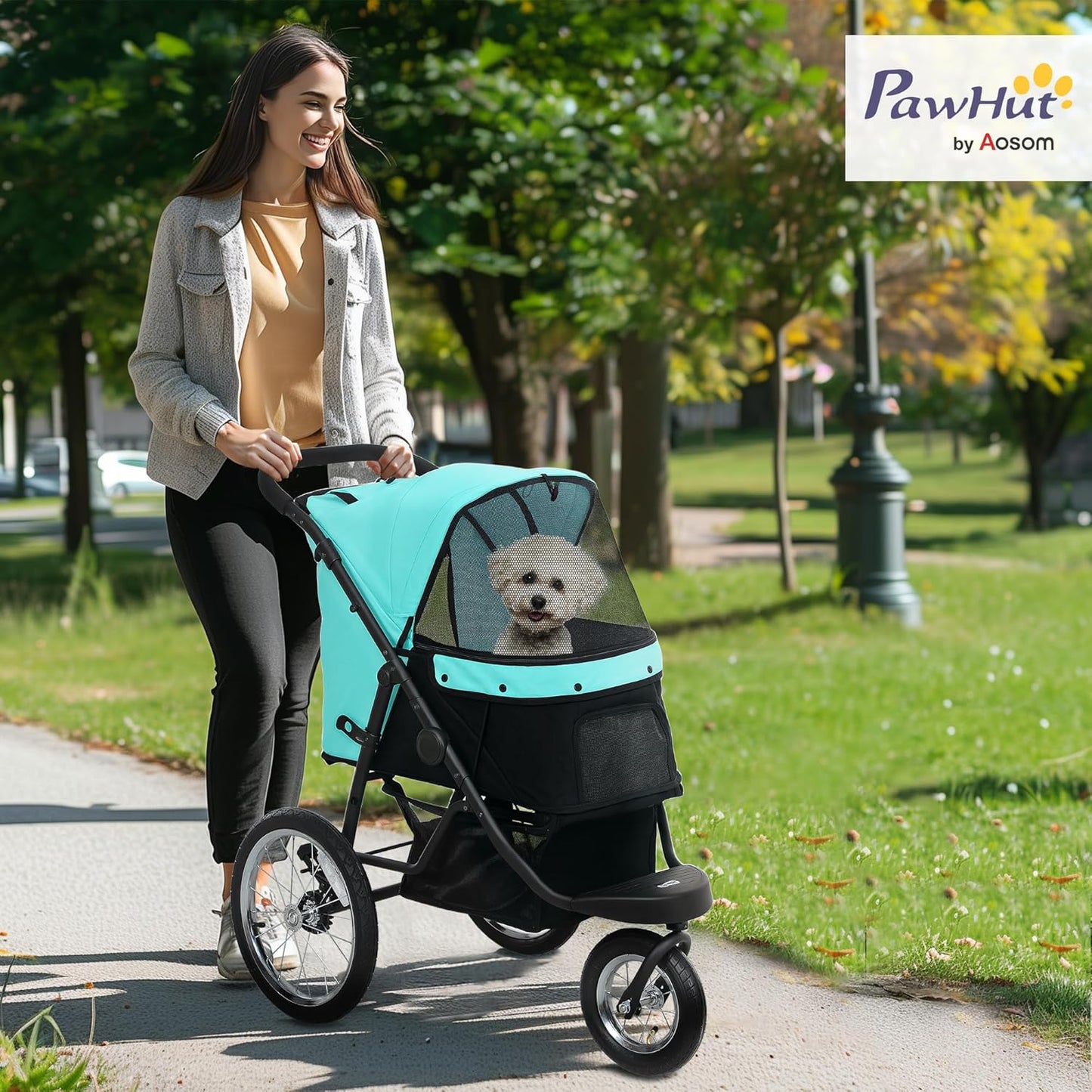 Klappbarer Hundewagen für kleine Haustiere, Türkis One Size