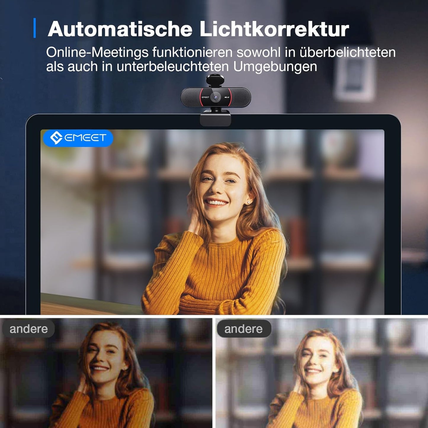 C960 UHD Webcam mit Autofokus und Dual Mikrofon, C960 4K Kit Schwarz