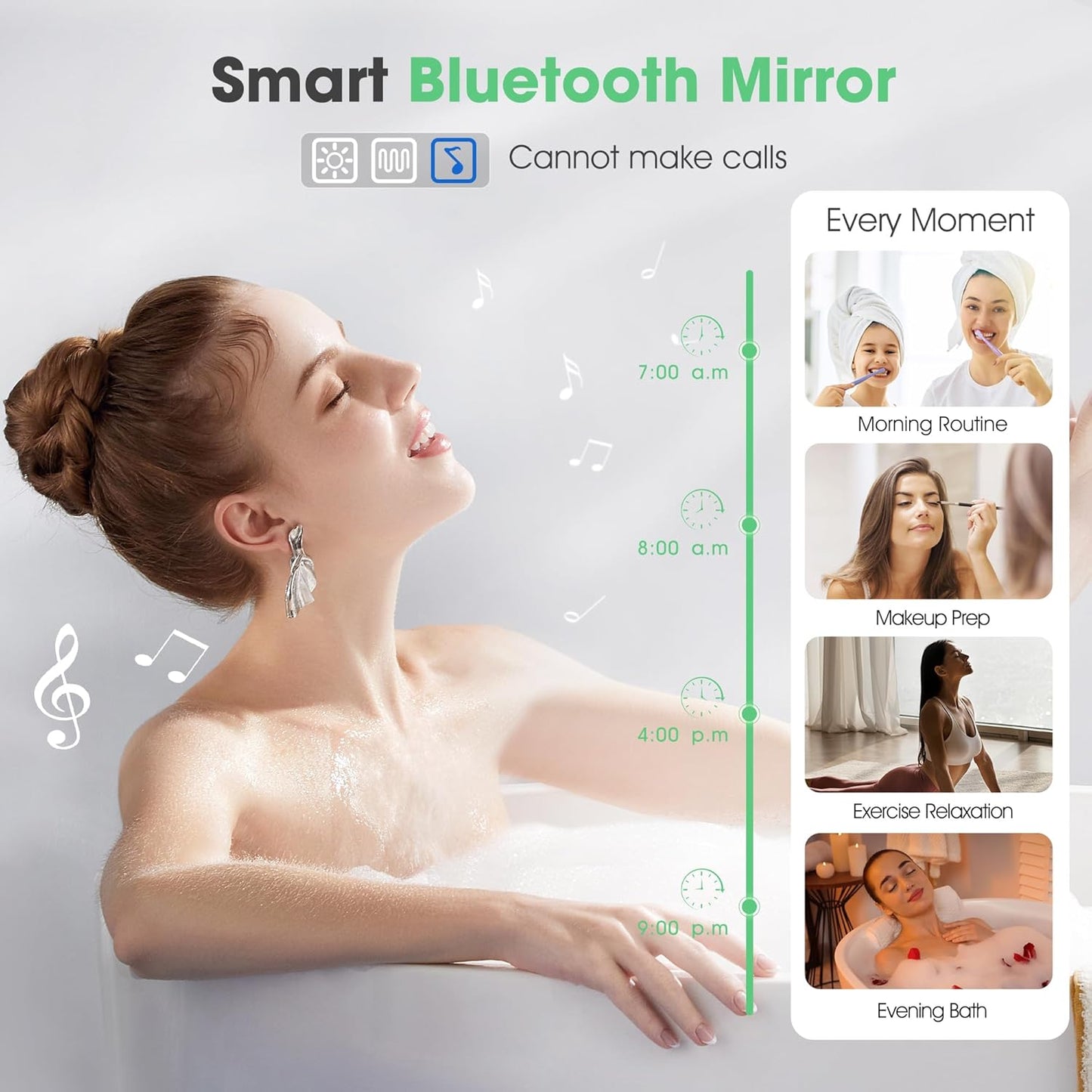 LED-Badspiegel mit Beleuchtung und Bluetooth (80x80 cm), M77 (Bluetooth) 80L x 80B cm