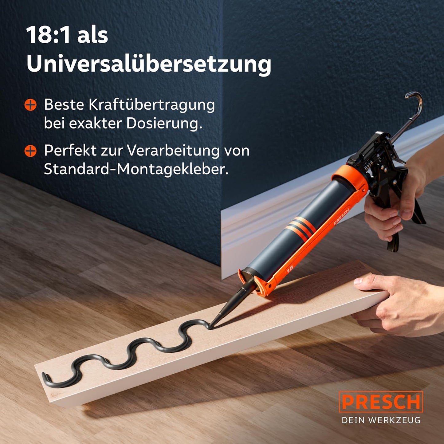 Kartuschenpresse mit Nachlaufstopp, 18:1 mit Nachlaufstopp