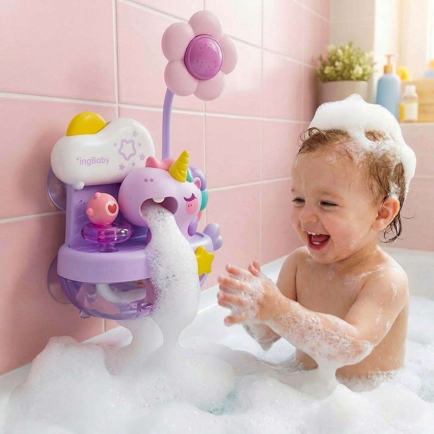 Schaum-Einhorn Badespielzeug mit Seifenblasen