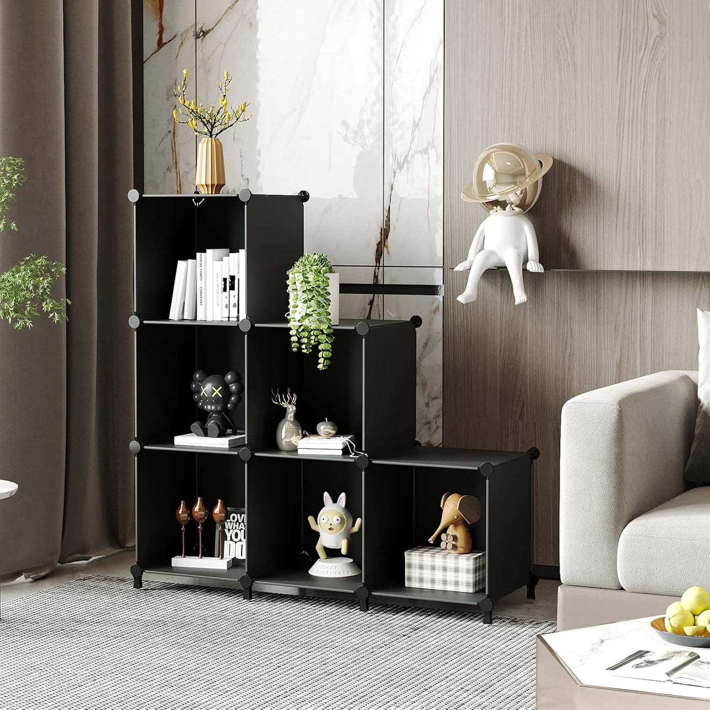 Cube Storage Organizer (6 Fächer, DIY Regal), Schwarz